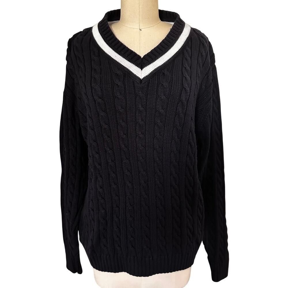 Grant Thomas 100% Pima Cotton Cable Knit V-Neck Sweater, Australia, Men's XL